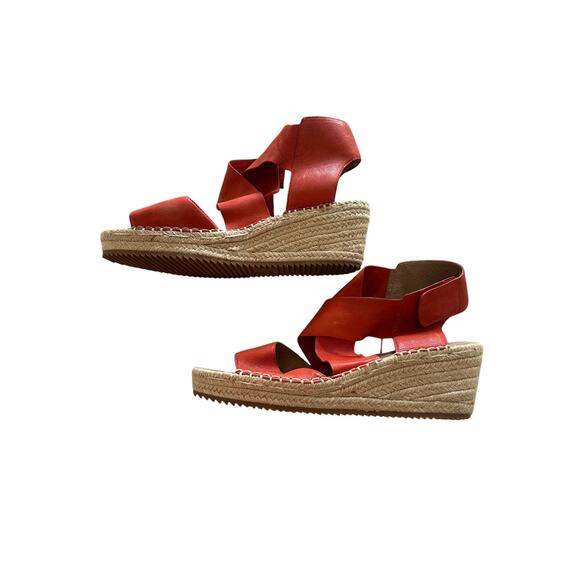 Eileen Fisher - Willow Tumbled Leather Espadrille- Red Poppy - Sz 11 - Picture 7 of 7